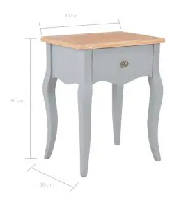 vidaXL Nightstand Grey and Brown 40x30x50 cm Solid Pine Wood