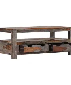 vidaXL Coffee Table Grey 100x50x40 cm Solid Sheesham Wood