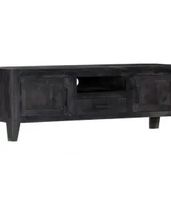 vidaXL TV Cabinet Black 118x30x40 cm Solid Mango Wood