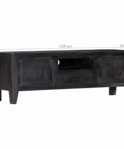 vidaXL TV Cabinet Black 118x30x40 cm Solid Mango Wood
