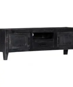 vidaXL TV Cabinet Black 118x30x40 cm Solid Mango Wood