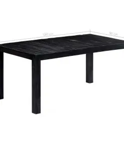 vidaXL Dining Table Black 180x90x76 cm Solid Mango Wood