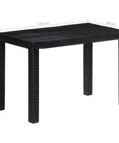 vidaXL Dining Table Black 118x60x76 cm Solid Mango Wood