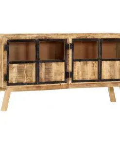 vidaXL Sideboard Brown and Black 160x30x80 cm Solid Rough Mango Wood
