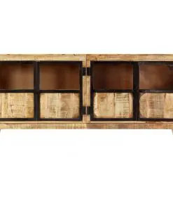 vidaXL Sideboard Brown and Black 160x30x80 cm Solid Rough Mango Wood
