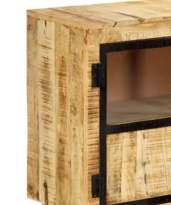 vidaXL Sideboard Brown and Black 160x30x80 cm Solid Rough Mango Wood