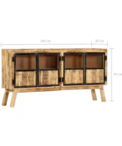 vidaXL Sideboard Brown and Black 160x30x80 cm Solid Rough Mango Wood