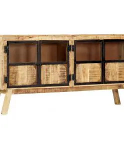 vidaXL Sideboard Brown and Black 160x30x80 cm Solid Rough Mango Wood