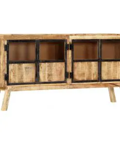 vidaXL Sideboard Brown and Black 160x30x80 cm Solid Rough Mango Wood