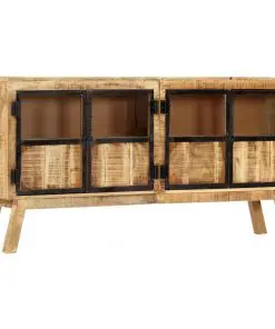 vidaXL Sideboard Brown and Black 160x30x80 cm Solid Rough Mango Wood