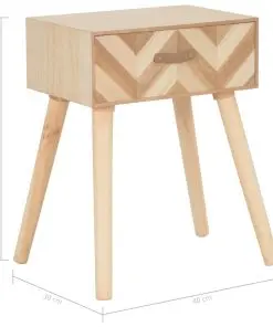 vidaXL Bedside Cabinet with Drawer 44x30x58 cm Solid Wood