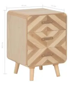 vidaXL Bedside Cabinet with 3 Drawers 40x35x56.5 cm Solid Wood