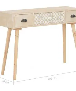 vidaXL Console Table with 3 Drawers 100x30x73 cm Solid Pinewood
