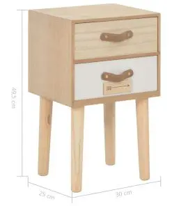 vidaXL Bedside Cabinet with 2 Drawers 30x25x49.5 cm Solid Pinewood
