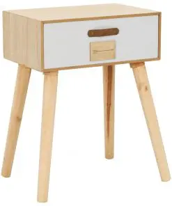 vidaXL Bedside Table with a Drawer 44x30x58.5 cm Solid Pinewood