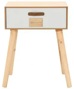 vidaXL Bedside Table with a Drawer 44x30x58.5 cm Solid Pinewood