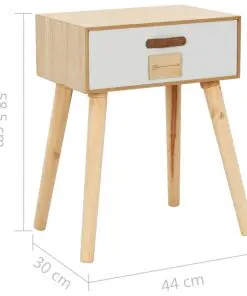 vidaXL Bedside Table with a Drawer 44x30x58.5 cm Solid Pinewood