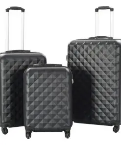 vidaXL Hardcase Trolley Set 3 pcs Black ABS