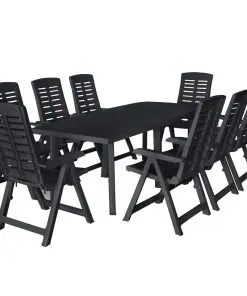 vidaXL 9 Piece Outdoor Dining Set Plastic Anthracite