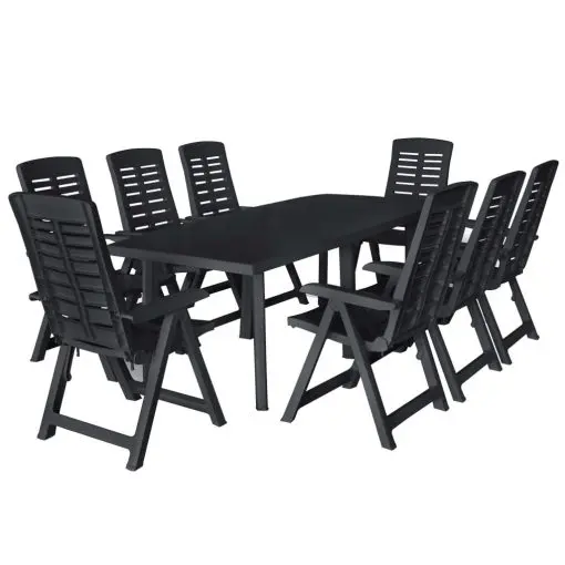 vidaXL 9 Piece Outdoor Dining Set Plastic Anthracite