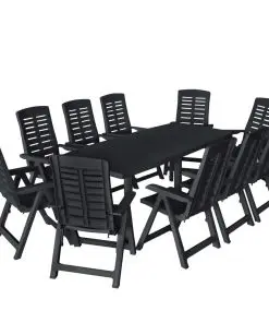 vidaXL 11 Piece Outdoor Dining Set Plastic Anthracite