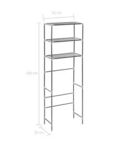 vidaXL 3-Tier Storage Rack over Toilet Silver 53x28x169 cm