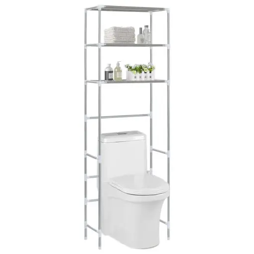 vidaXL 3-Tier Storage Rack over Toilet Silver 53x28x169 cm