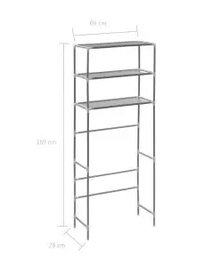 vidaXL 3-Tier Storage Rack over Laundry Machine Silver 69x28x169 cm