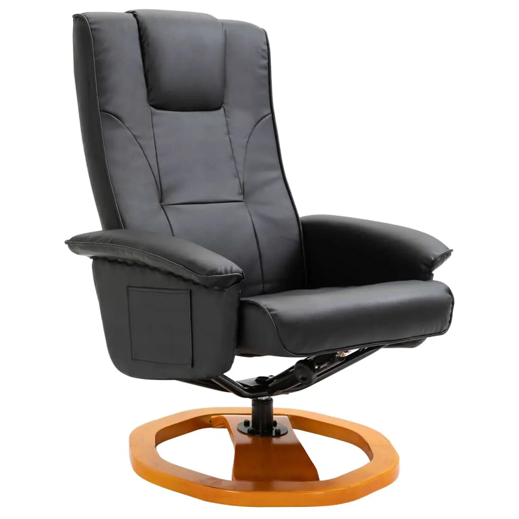 vidaXL Swivel TV Armchair with Foot Stool Black Faux Leather