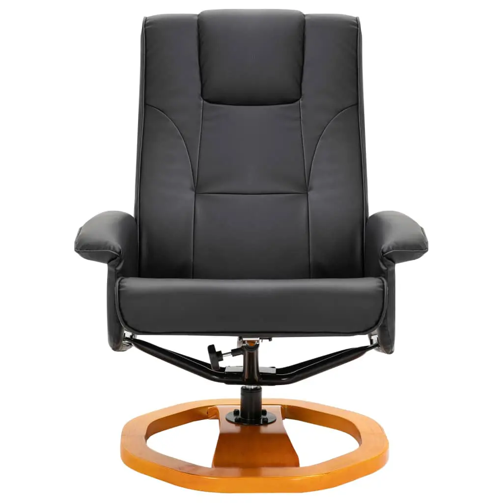 vidaXL Swivel TV Armchair with Foot Stool Black Faux Leather