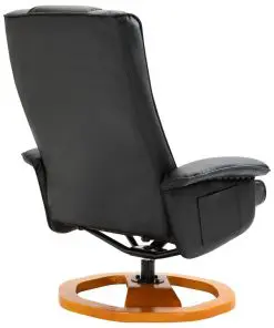 vidaXL Swivel TV Armchair with Foot Stool Black Faux Leather