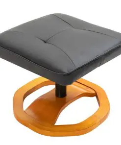 vidaXL Swivel TV Armchair with Foot Stool Black Faux Leather