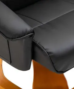 vidaXL Swivel TV Armchair with Foot Stool Black Faux Leather