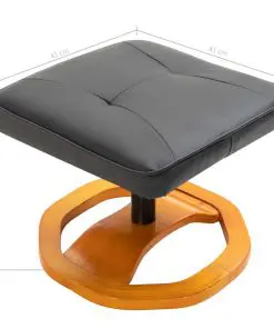 vidaXL Swivel TV Armchair with Foot Stool Black Faux Leather