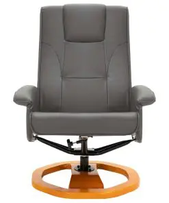 vidaXL Swivel TV Armchair with Foot Stool Grey Faux Leather