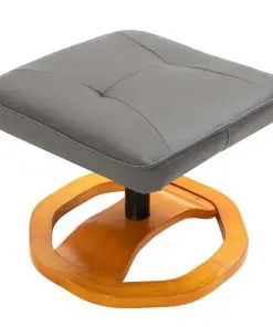 vidaXL Swivel TV Armchair with Foot Stool Grey Faux Leather