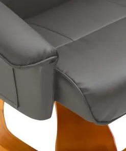 vidaXL Swivel TV Armchair with Foot Stool Grey Faux Leather