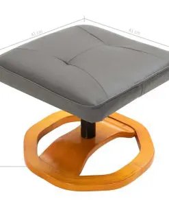 vidaXL Swivel TV Armchair with Foot Stool Grey Faux Leather