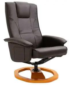 vidaXL Swivel TV Armchair with Foot Stool Brown Faux Leather