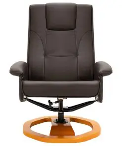 vidaXL Swivel TV Armchair with Foot Stool Brown Faux Leather