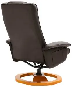 vidaXL Swivel TV Armchair with Foot Stool Brown Faux Leather