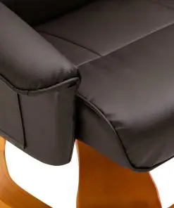 vidaXL Swivel TV Armchair with Foot Stool Brown Faux Leather