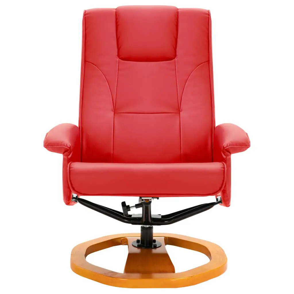 vidaXL Swivel TV Armchair with Foot Stool Red Faux Leather