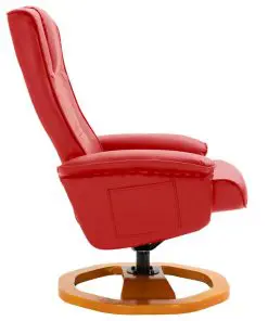 vidaXL Swivel TV Armchair with Foot Stool Red Faux Leather