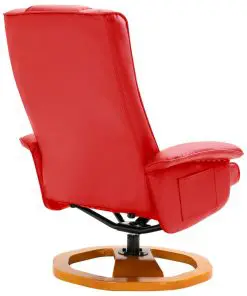vidaXL Swivel TV Armchair with Foot Stool Red Faux Leather