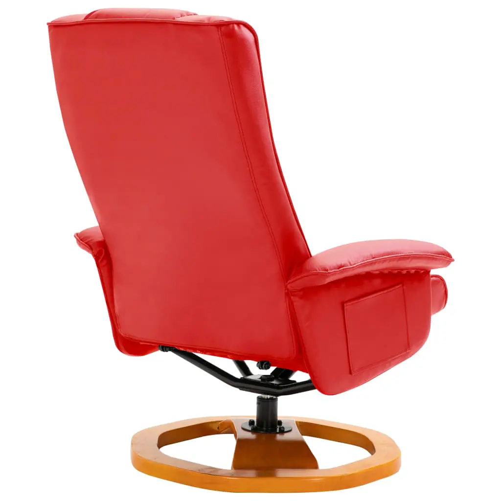 vidaXL Swivel TV Armchair with Foot Stool Red Faux Leather
