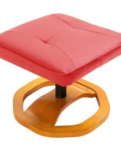 vidaXL Swivel TV Armchair with Foot Stool Red Faux Leather