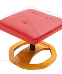 vidaXL Swivel TV Armchair with Foot Stool Red Faux Leather