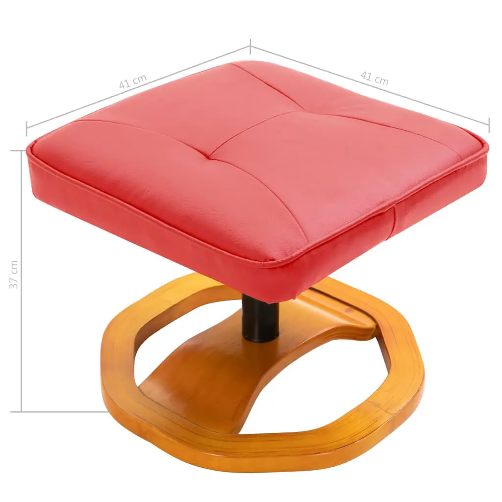 vidaXL Swivel TV Armchair with Foot Stool Red Faux Leather