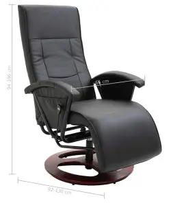 vidaXL Swivel TV Armchair Black Faux Leather